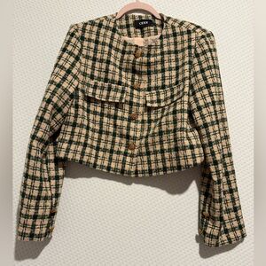 Green and Cream Plaid Women's Jacket